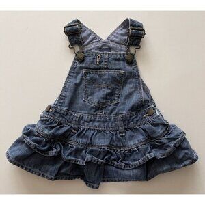 Baby Gap Overall Denim Dress Girls 3-6 mos Ruffled Jean Blue